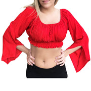Renaissance midriff Top with sleeves Bright red