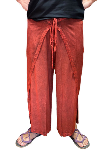 No Wrap Wrap Pants with elastic waist red