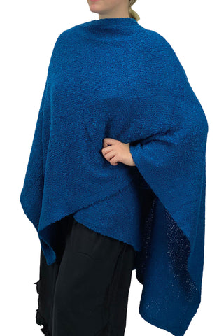 Womans throw wrap pancho knit wrap Blue