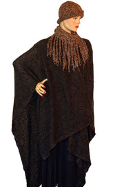omans throw wrap pancho knit wrap Black