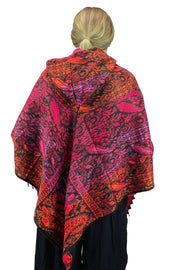 Soft one size Wool and Acrylic hooded pancho with pockets