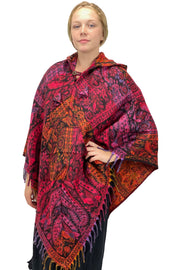 Soft one size Wool and Acrylic hooded pancho with pockets 