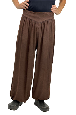 mens renaissance pants pirate pants elastic pocketed pants brown