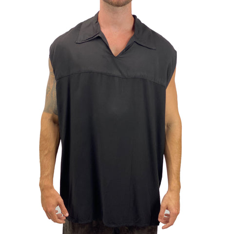 Mens Renaissance Sleeveless Shirt mens pirate shirt Black