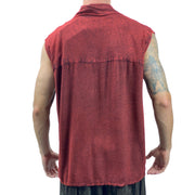 Mens Renaissance Sleeveless Shirt mens pirate shirt Red Back