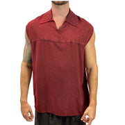 Mens Renaissance Sleeveless Shirt mens pirate shirt Red