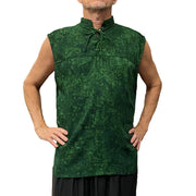 Sleeveless pirate renaissance shirt no collar green
