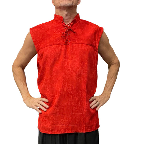 Sleeveless pirate renaissance shirt no collar red