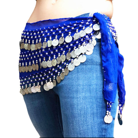 Belly Dance Coin scarf Zumba coin scarf  Royal Blue