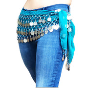 Belly Dance Coin scarf Zumba coin scarf  Teal