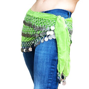 Belly Dance Coin scarf Zumba coin scarf  lime