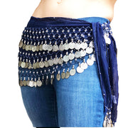 Belly Dance Coin scarf Zumba coin scarf  Navy blue