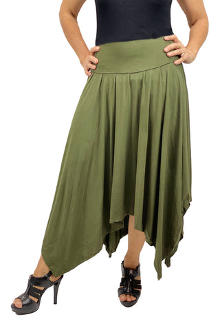 Renaissance Skirt Lycra Skirt Stretch elastic Waist Green