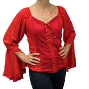 Womans renaissance blouse lace victorian top Bright Red