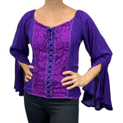 Womans renaissance blouse lace victorian top Purple
