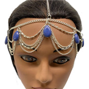 Chainmail Head Jewelry Forehead jewelry Indian Tika Blue Silver