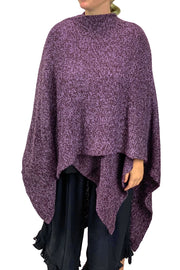Womans throw wrap pancho knit wrap Purple 