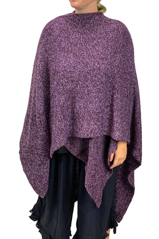 Womans throw wrap pancho knit wrap Purple 