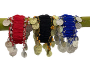 Belly dance wrist band stretchy coin anklets