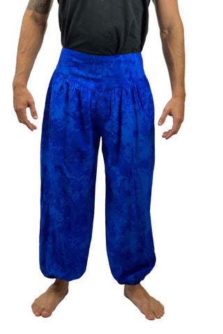 Mens cotton elastic renaissance pants pirate pants Blue