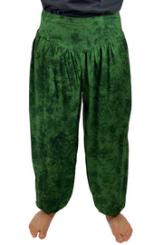 Mens cotton elastic renaissance pants pirate pants Green