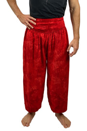 Mens cotton elastic renaissance pants pirate pants Red