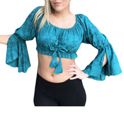 Womans Renaissance Top midriff top pirate top teal