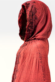 Renaissance Cloak cape Hooded cloak Red Close up