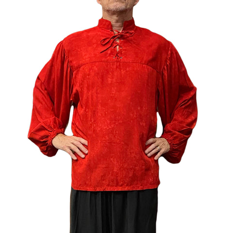 Full bodied pirate renaissance shirt no collar Red