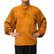 Full bodied pirate renaissance shirt no collar Saffron
