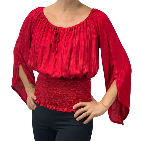 Womans renaissance top pirate top peasant top Red