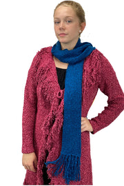 knit wool acrylic scarf blue