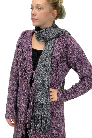 Knit scarf cowl wool hat Purple