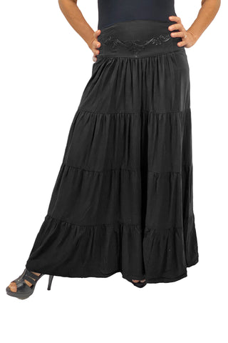 Renaissance hoop skirt with elastic waist Black