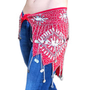 Belly Dance Coin Belt Renaissance coin scarf red silver