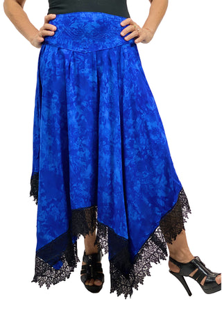 Womans pirate skirt renaissance skirt lace fairy hem skirt blue