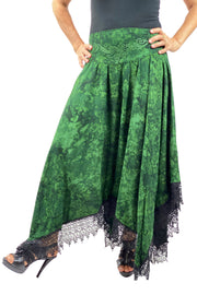 Womans pirate skirt renaissance skirt lace fairy hem skirt Green