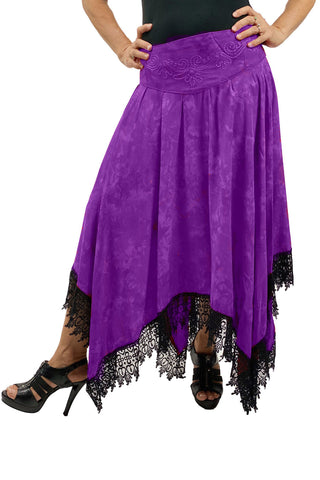 Womans pirate skirt renaissance skirt lace fairy hem skirt purple