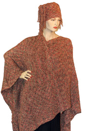 Womans throw wrap pancho knit wrap rust
