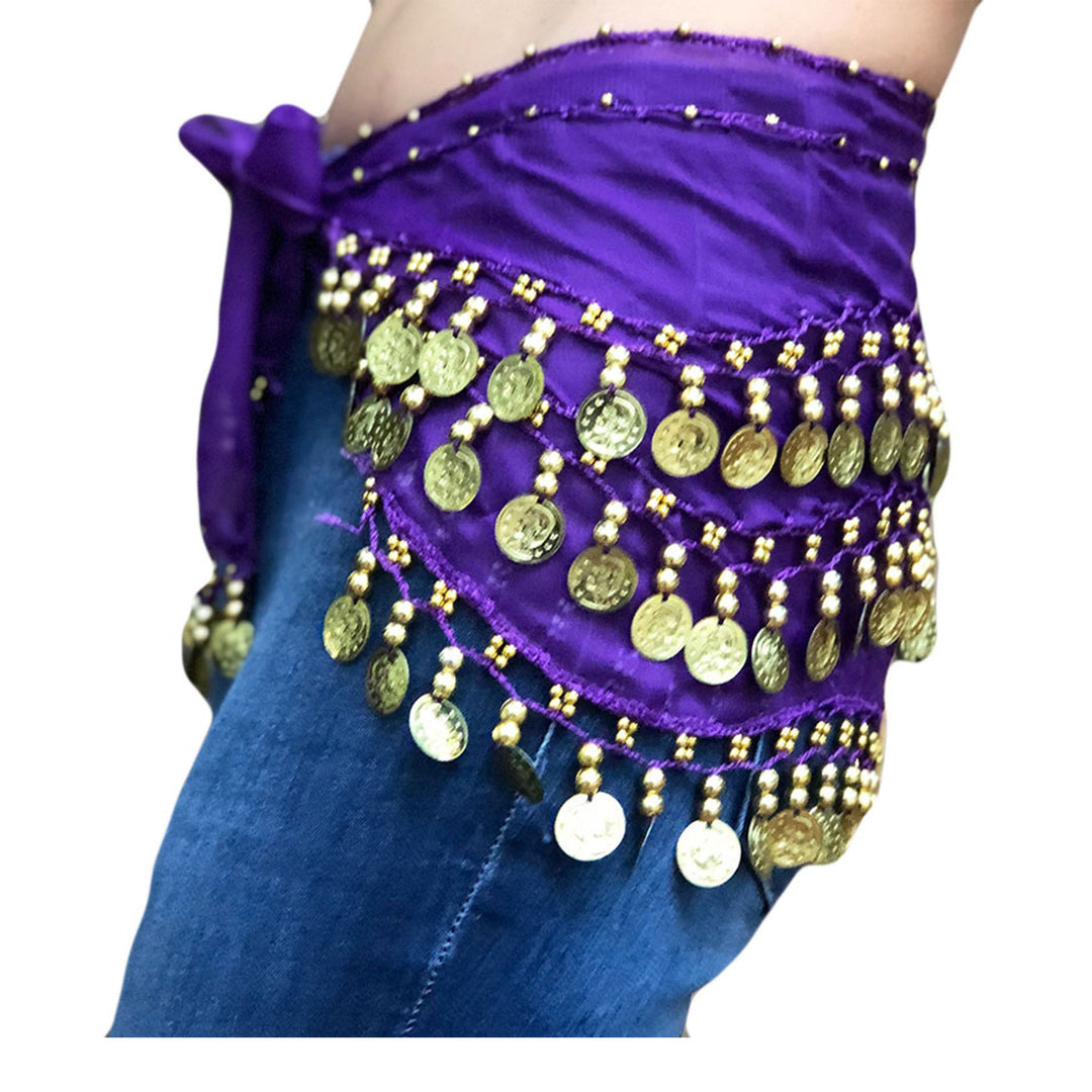 Silver Star & Coin Belt and purple belt bundle (M/L) Amazon.com: Multi-Row Silver Coins Belly Dance Wrap & Hip  main image 3