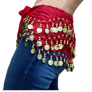 Zumba Coin Scarf Belly Dance Coin belt Red gold