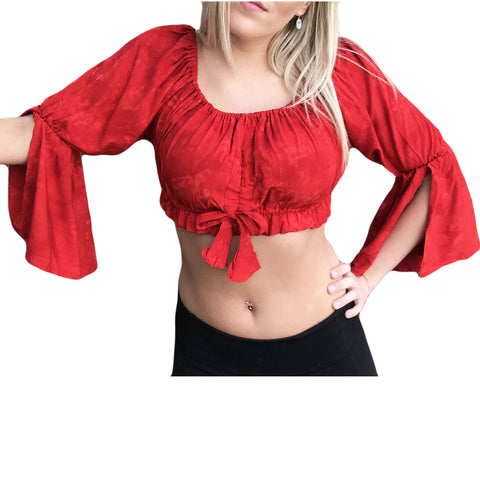 Womans Renaissance Top midriff top pirate top Red